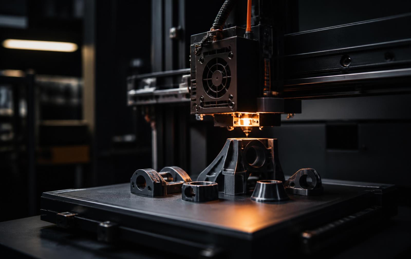 3D printer producing custom parts in the workshop